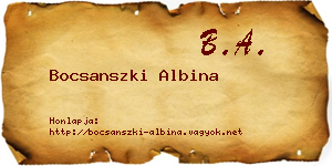 Bocsanszki Albina névjegykártya